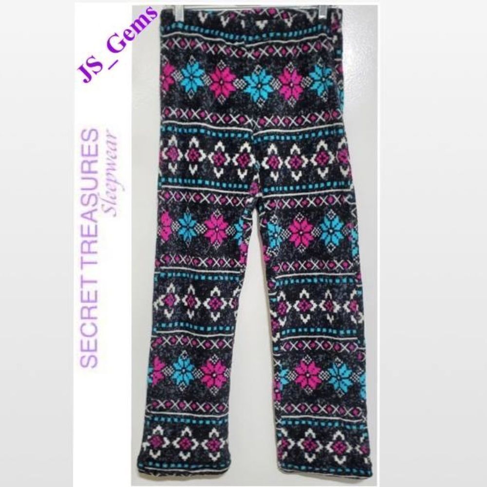 Small Black Multicolor Soft Fleece Pajama Pants